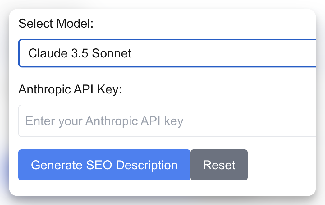 User API credential input